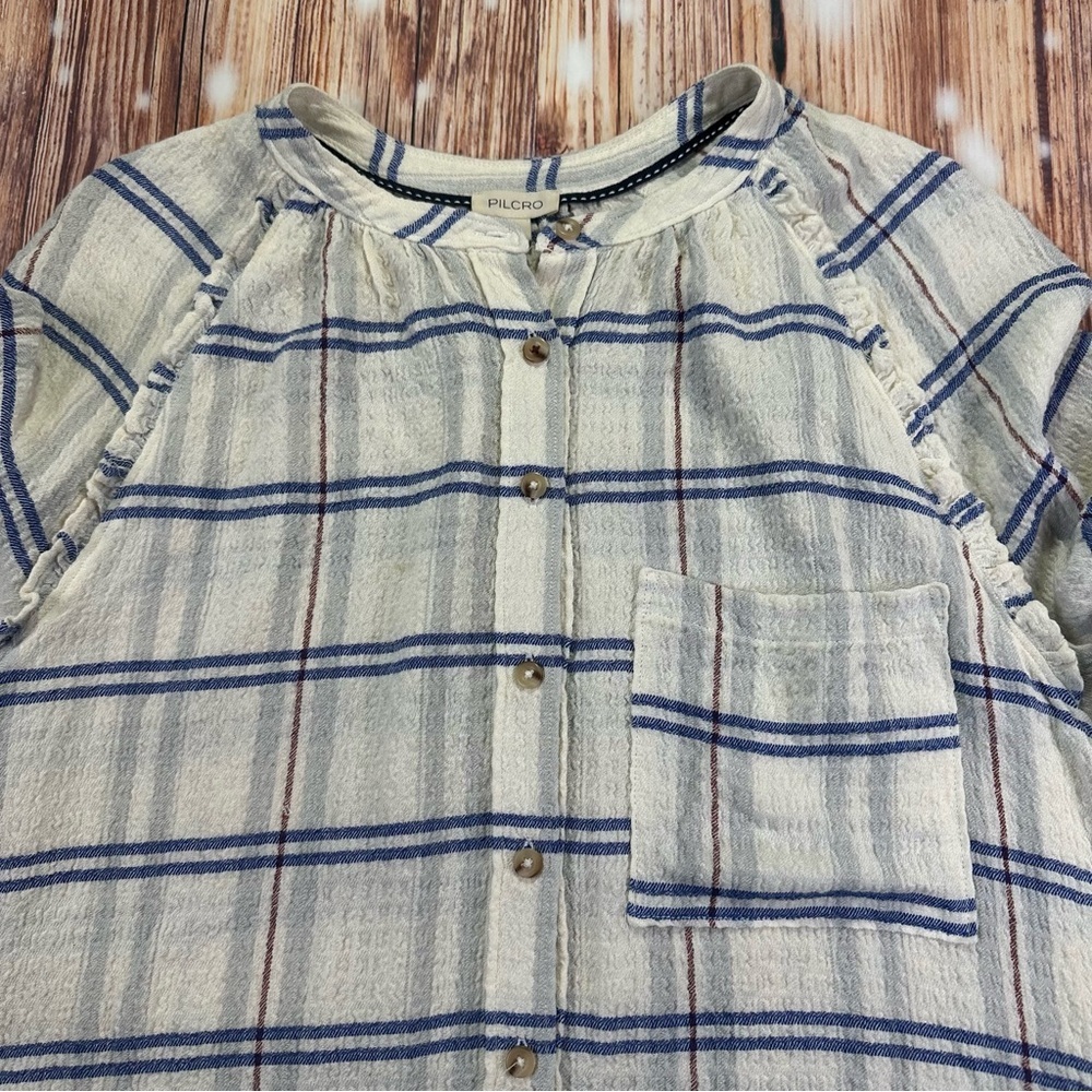 Anthropology Pilcro Relaxed Plaid Buttondown Shirt Size Large - Picture 11 of 13